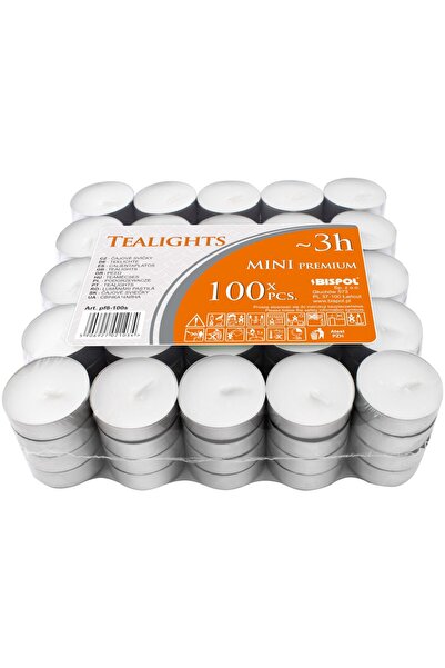 BISPOL Set 3 x 100 Lumanari Pastila Albe 3.5 Ore