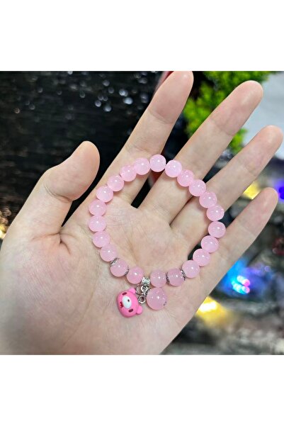 choice2 PINK Cute Bear Charm Beaded Bracelets - In black, white, and pink, wi...