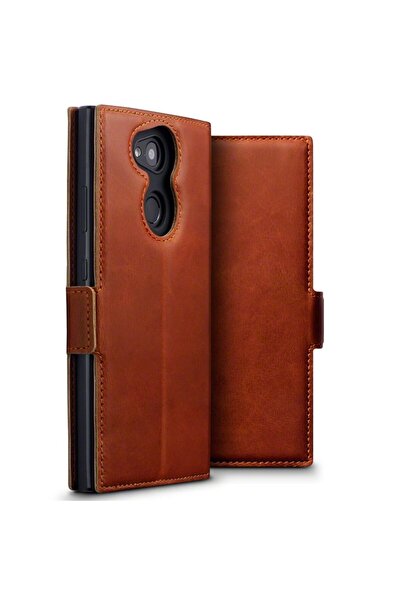 Terrapin Low Profile Δερμάτινη Θήκη - Πορτοφόλι Sony Xperia L2 - Cognac