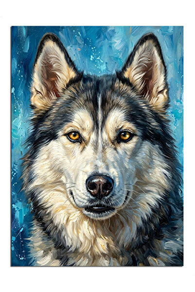 Artmeg Pânză decorativă Blue Looked Wolf Dog - Masă din lemn MDF