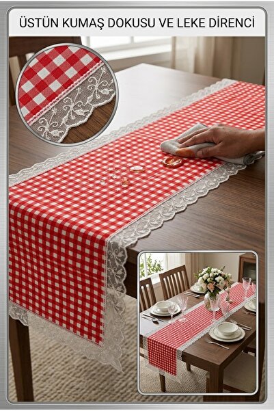 Rona Home Red Gingham Runner Stain Resistant Water Repellent Kitchen Living R...
