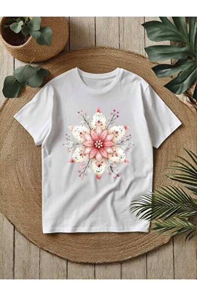 23ERVA Plus Size Women's Printed Mandala Round Neck T-Shirt, Short Sleeve Bre...
