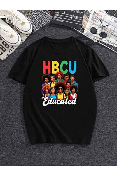 NOURAM تي شيرت بطباعة "HBCU Educated" للجنسين، قميص كاجوال بأكمام قصيرة وياقة...
