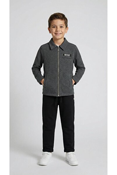 Mutlu Kids Boy's Classic Collar Jacket with Zipper Pockets