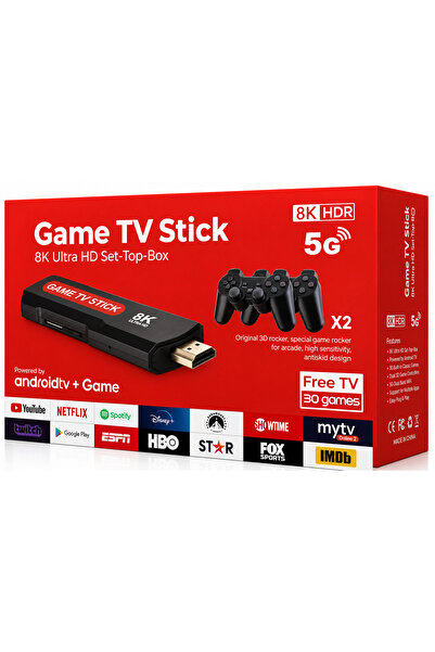 Genrics 8K Ultra HD Game TV Stick with 5G, Android TV Box, 2 Game Controllers...