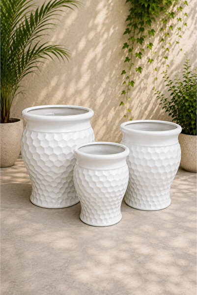 Generic Ceramic Honeycomb Elegance Pot - SET 3PCS
