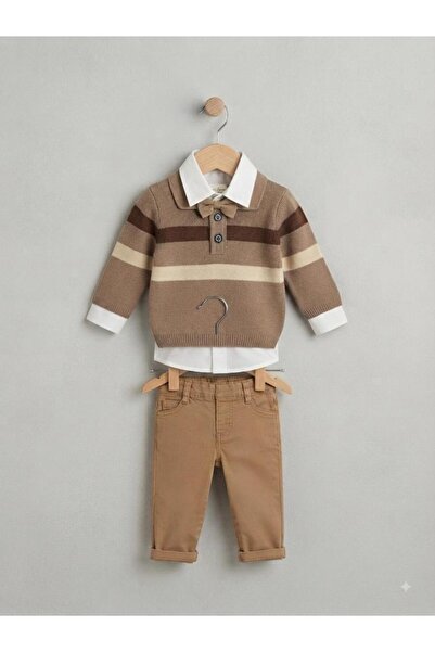 Efemkids Cardigan+Bow Tie+Linen Pants 3-Piece Baby Boy Suit with Elastic Wais...