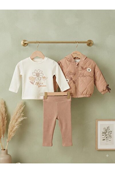 Efemkids Flower Embroidered Girls' Set 6 Months, 12 Months, 18 Months, 2Y Bab...