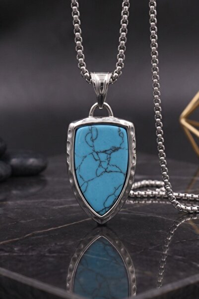 Prestige Turquoise Stone Necklace Stainless Steel Chain 902897