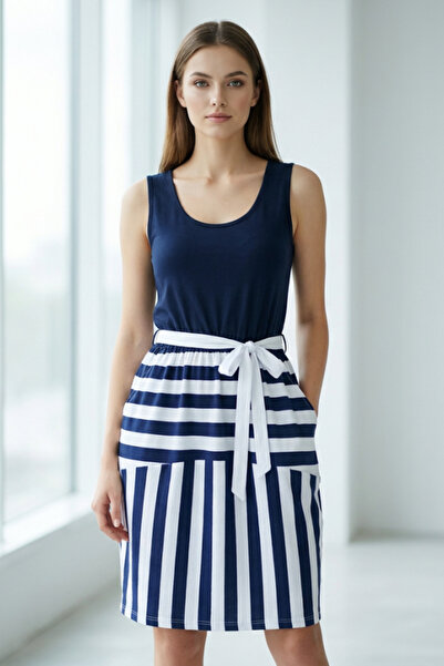 OEM Rochie casual de damă cu croială dreaptă, fără mâneci, cu talie accentuat...