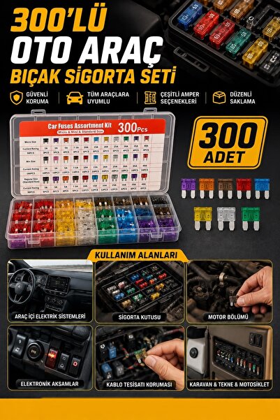 gaman 300 adet Araç Mikro-Mini-Standart Bıçak Sigorta Seti 2-3-5-7.5-10-15-20...