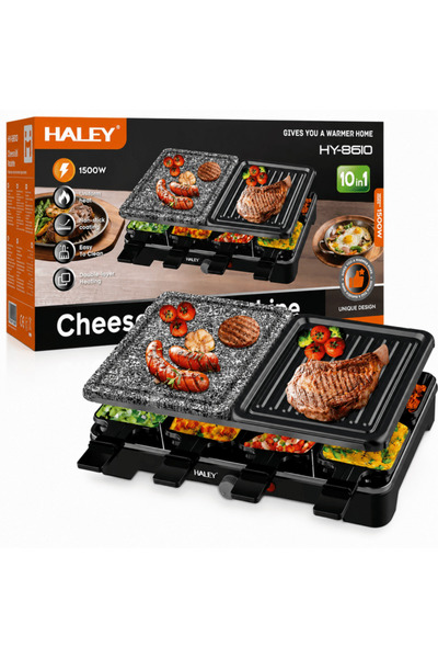 HALEY HY-8610 Многофункционален електрически грил, 10 в 1, 1500W, Раклет с 8 ...