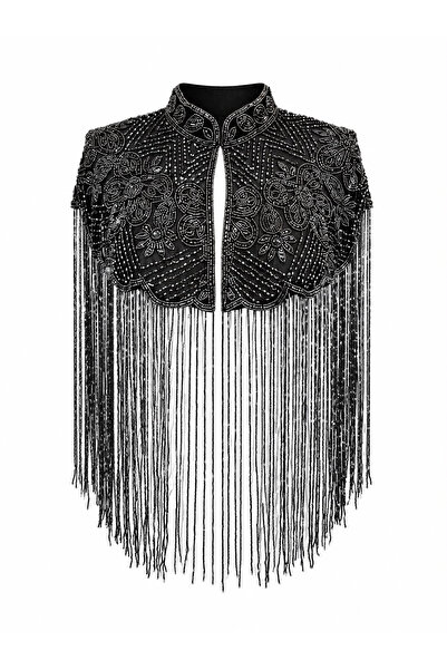 Özge Özgenç Flower Embroidered Premium Cape