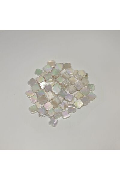 Bi hızlı Doğal Taş Sedef Beyaz Janjanlı Çiçek Modeli 0.9 mm x 0.2 mm ( 10 adet )