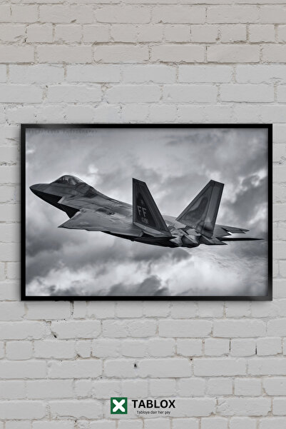 TABLOX F22 Raptor Fighter Jet Black and White Military Framed Decorative Mdf ...
