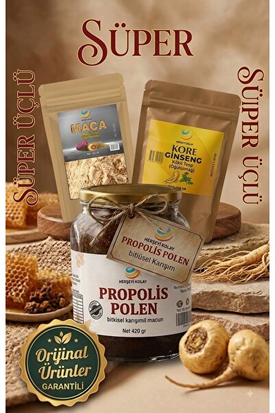 Herşeyi Kolay 3lü Set Propolis Macunu Büyük boy 420gr Kırmızı Kore Ginseng 10...