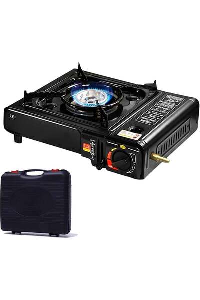 Generic Portable Single Burner Gas Stove with Carry Case, Black