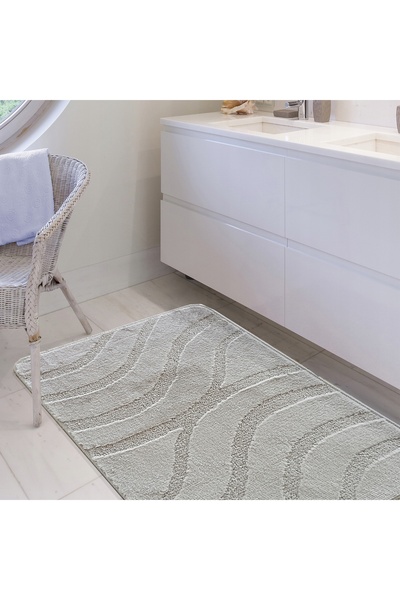 NO BRAND Covor de baie cu decupaj pentru toaletă Semphone Gri nisipiu Set 50