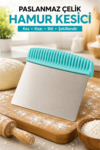 Paslanmaz Çelik Hamur Kesici ve Kazıyıcı Spatula