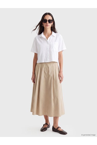 LC Waikiki High-Waisted Pleated Flared Skirt for Style Enthusiasts from Uzg Store