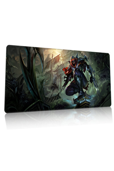 Duvarda League of Legends Zed Gaming Oyuncu 90x40 cm Mousepad Dikişli Kaymaz ...