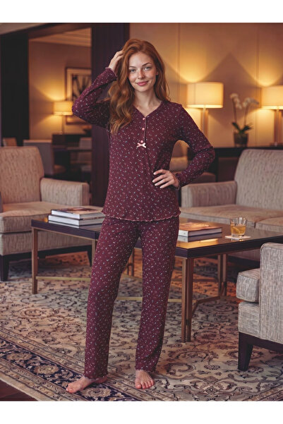Olivera Desenli Kurdele Detay Pamuklu Kadın Pijama Takım