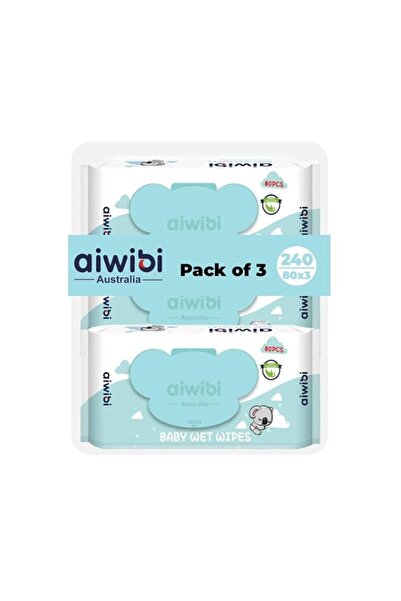 Generic Brand Aiwibi 100% Skin-friendly Baby Wet Wipes 80 Sheets- Pack of 3 (...