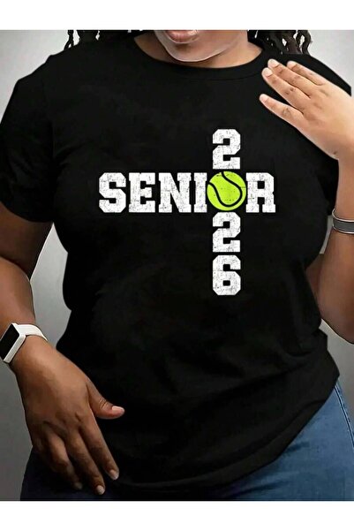 k222 Senior Class Of Tennis Seniors 2026 Back To School Black Graphic T Shirt...