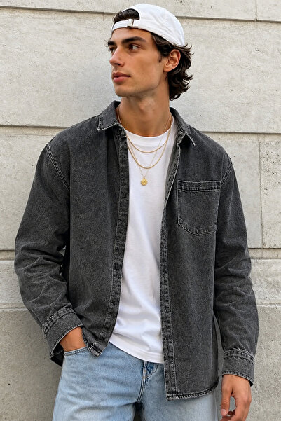 Tarz Cool Men's Regular Denim Shirt – Washable Denim Long Sleeve Jean Shirt w...