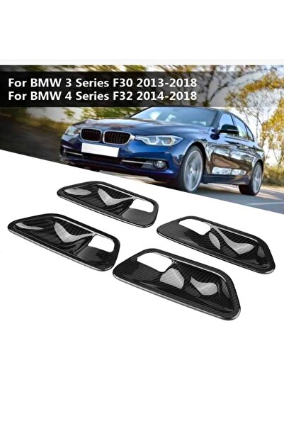 ŞENYILDIZ AKSESUAR BMW 3ve5 Serisi F10 F30 F32 F34 F36 F18 2013-2018 İç Kapı Kolu Karbon Fiber Kaplaması 4 Parça