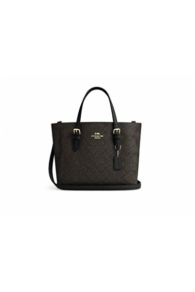 Coach Γυναικεία τσάντα Mollie Tote 25 από καμβά Signature, Μαύρο