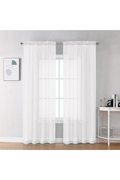 Generic TERRIFI 2 Panels White Sheer Curtains, 52W x 84L Inches, Semi-Transpa...