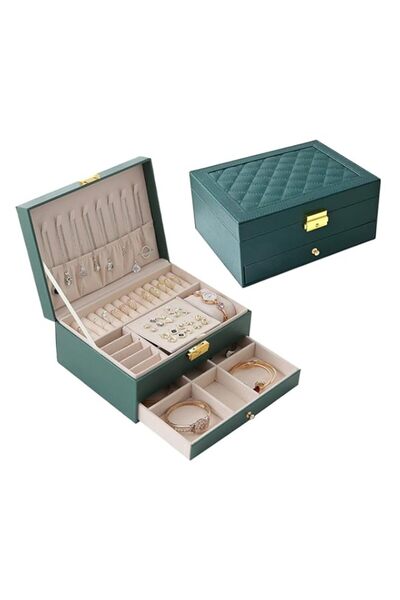 Generic Homarket Jewelry Box Organizer for Women Girls,2 Layer Leather Jewelr...
