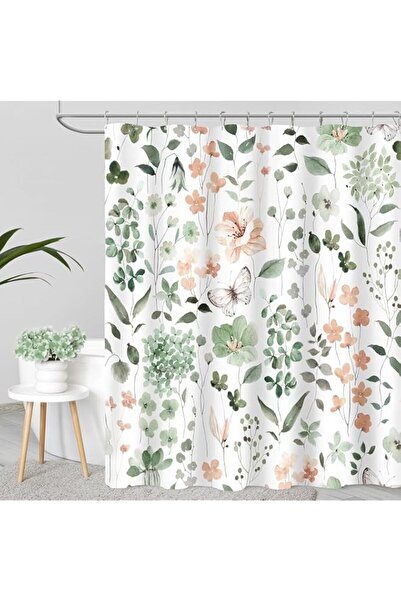 Generic Cute Floral Shower Curtain, Sage Green Flower Fabric Shower Curtains ...