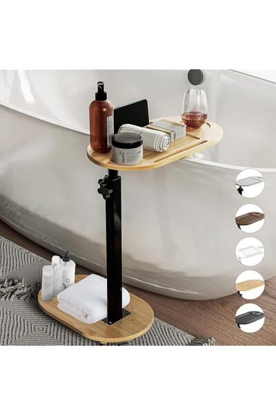 Generic Bamboo Bathtub Tray Table with Adjustable Height, Enhanced Stability,...