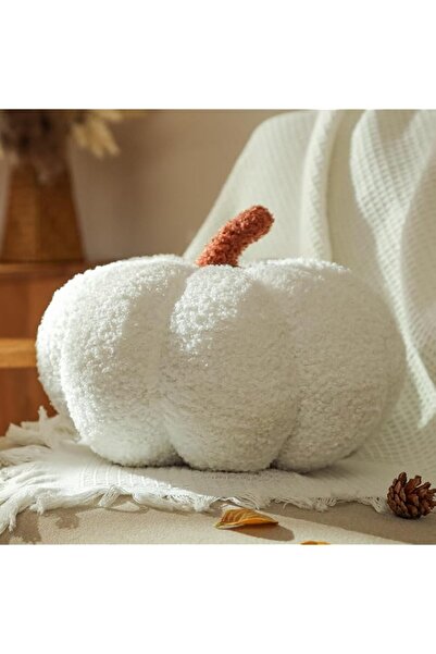 Generic Brand YRXRUS Pumpkin Shaped Pillow for Fall Room Decor - White Teddy ...