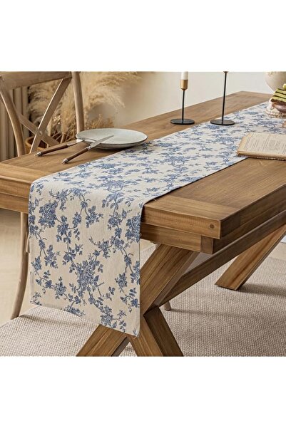 Generic Pastoral Table Runner - 14 x 90 Inch Rectangle - Beige Linen - Washab...