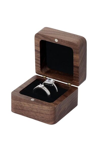 Generic Brand X springWooden Jewelry Box, Handcrafted Wood Ring Holder with D...