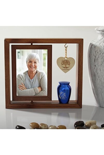 Generic Small Urn for Human Ashes and Memorial Picture Frame Hold a 4’’ x 6’’...