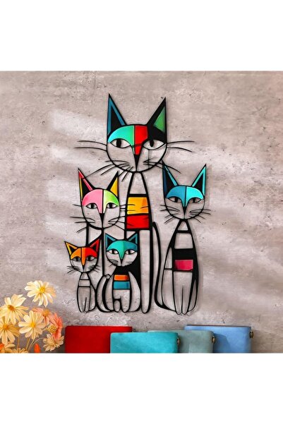 Generic Cat Wall Art Decor, Colorful Iron Cat Sculpture, Retro Mid Century Wa...