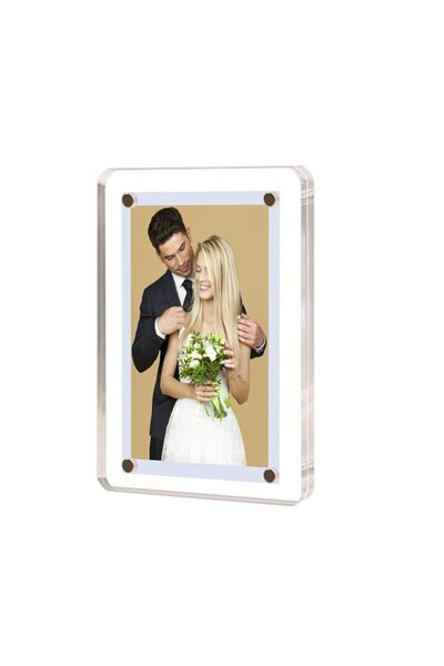 Generic Brand Tazweeq 5Pcs Acrylic Fridge Magnetic Frame, 2.36 x 3.54 Inch, M...