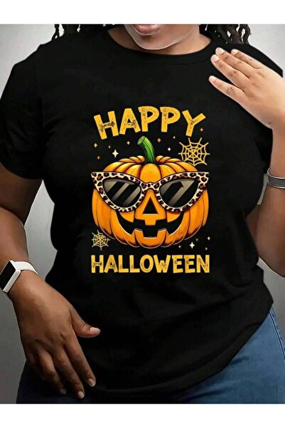 9JY Trick Or Treat Funny Pumpkin Happy Halloween Black Graphic T Shirts Tee