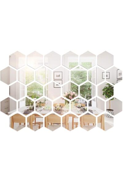 Generic Shappy 32 Pieces Removable Acrylic Mirror Setting Wall Sticker Decal ...
