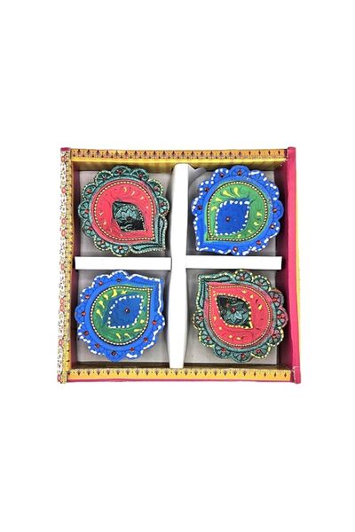 Generic Brand Handcrafted Assorted Decorative Diya | Dual-Tone Clay Oil Lamp ...