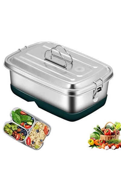 Generic Stainless Steel Lunch Box 2L - Leakproof 2 Layers Bento Box with 3 Co...