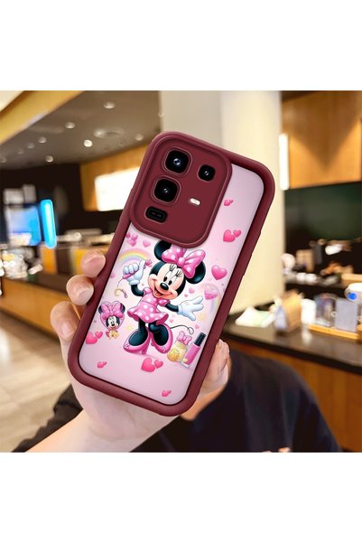 Hontinga Infinix Note 50 4g Compatible Case Camera Protector Minnie Pattern Burgundy Lover Couple Silicone Phone Case