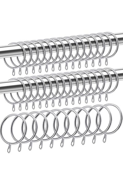 Generic Shappy 40 Pack Metal Drapery Curtain Rod Rings with Eyelets Internal ...
