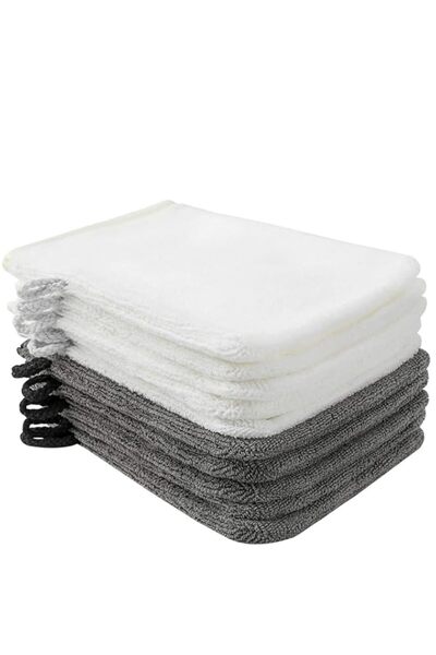 Generic PHOGARY Pack of 10 Microfibre Wash Mitts (Grey and Light White) Size ...