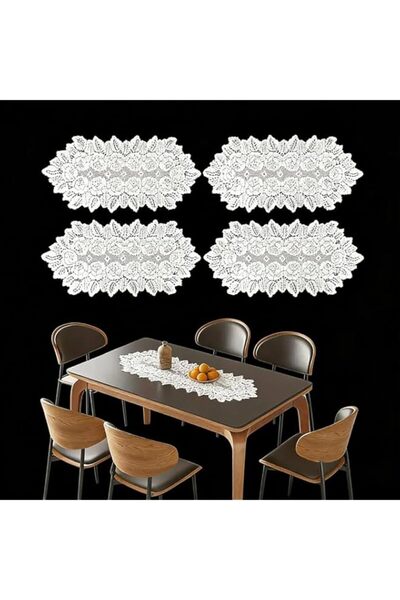 Generic YelaJoy 4 Pack Oval Lace Table Runner Doilies, Decorative Scarf for D...