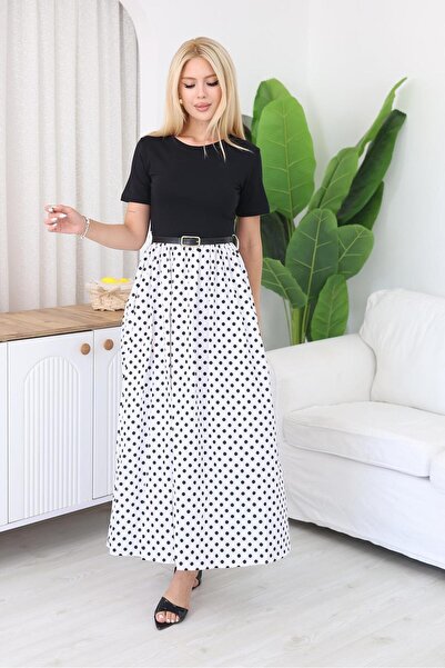Siyezen Polka Dot Detailed Belted Dress